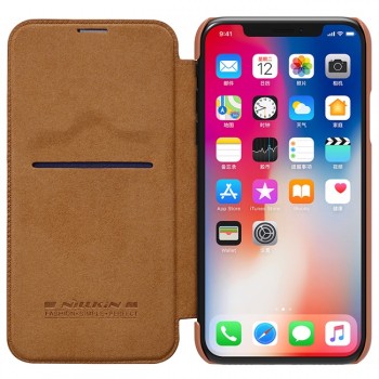 Odinis atverčiamas dėklas rudas qin (IPHONE X/XS) Odinis atverčiamas dėklas rudas qin (IPHONE X/XS)